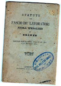 Statuto della Società operaia “Fascio de’ lavoratori Nicola Spedalieri” (1892)
