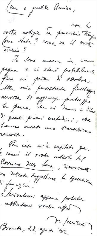 Vincnzo Schilir� - Lettera a Ada Negri del 22.8.42